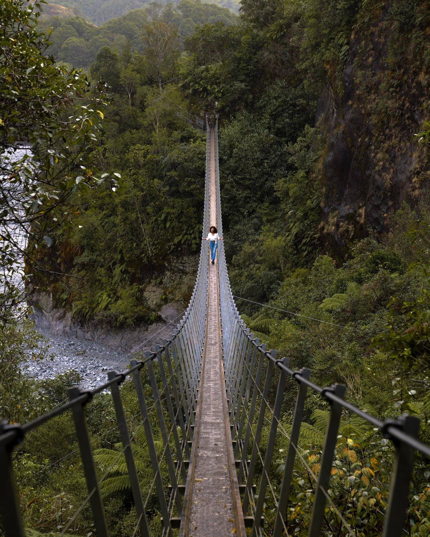 Women Hiking Roberts Point Swing Bridge Franz Josef Glacier